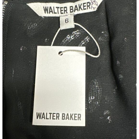 Walter Baker Letty Skirt Size 6 Black and Silver Sequin Mini Skirt Zip Back NWT - Picture 6 of 8